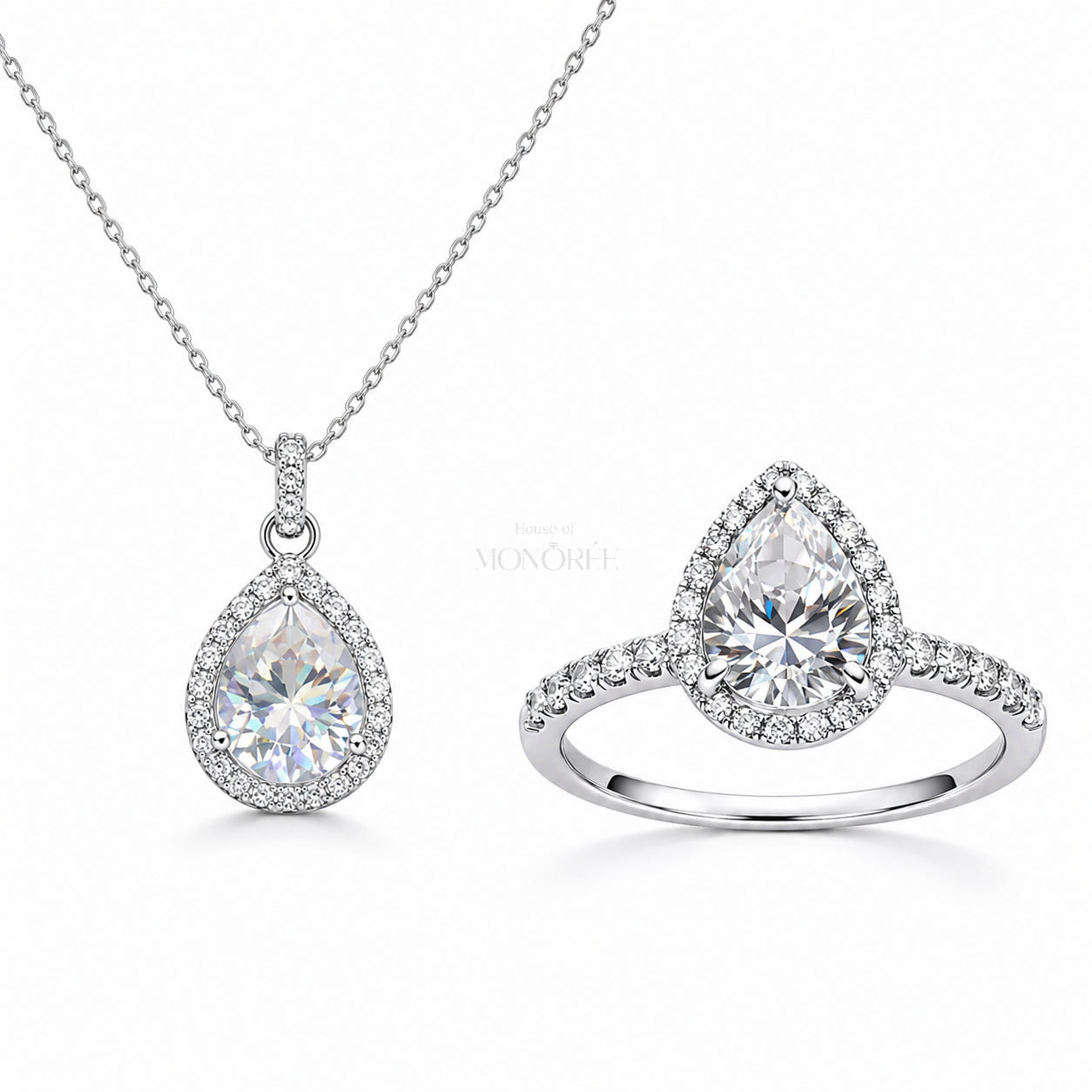 Sidabrinis papuošalų rinkinys „Crystal & Halo“