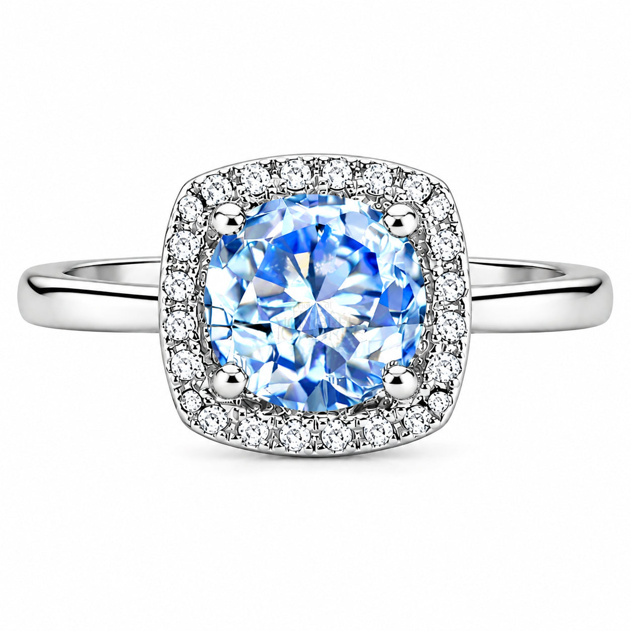 Hõbesõrmus sinise moissaniidiga „Aquamarine“