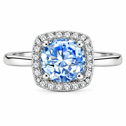 Hõbesõrmus sinise moissaniidiga „Aquamarine“