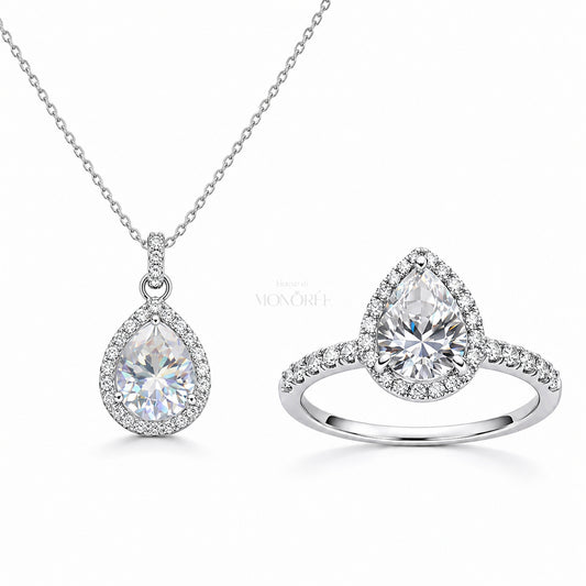 Sidabrinis papuošalų rinkinys „Crystal & Halo“