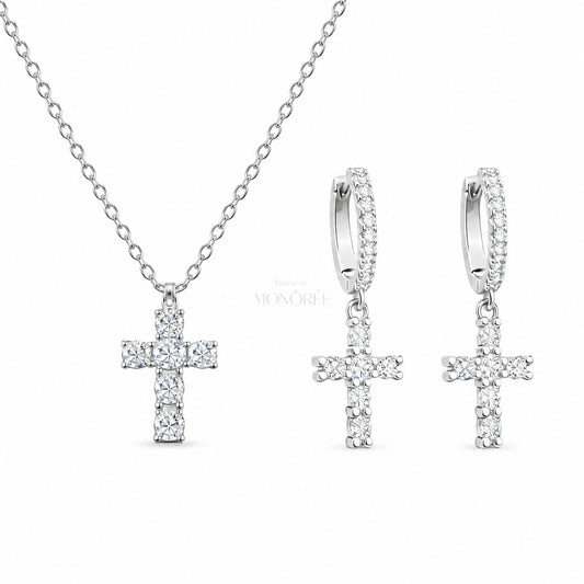 Sidabrinis papuošalų rinkinys su kryželiais „Faith & Pure“