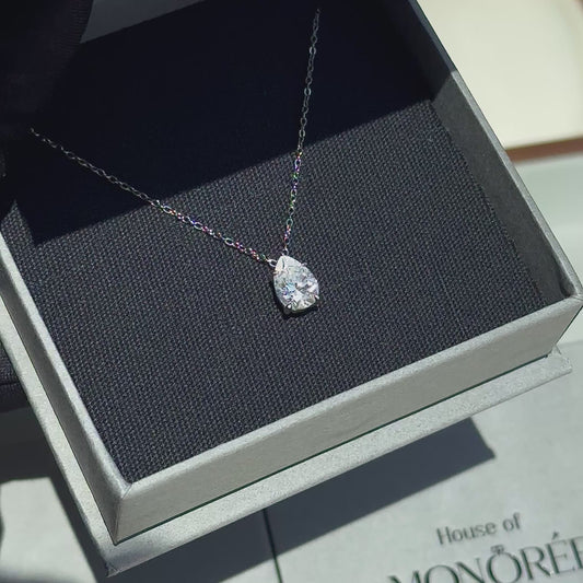 Sidabrinė grandinėlė su moisanitu „Droplet Lux“