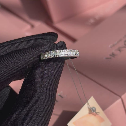 Sidabro žiedas su moisanitu „Triple Diamond“