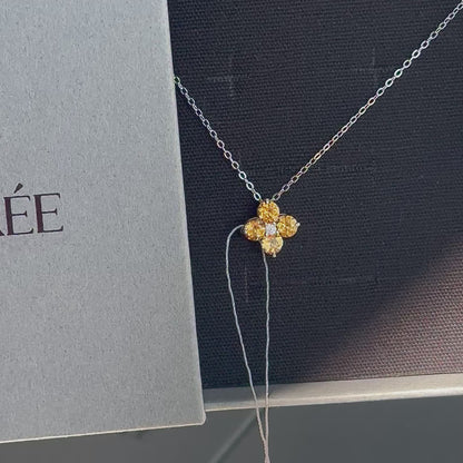 Hõbedane kaelakee kollase moissanite ripatsiga "Honey Blossom"