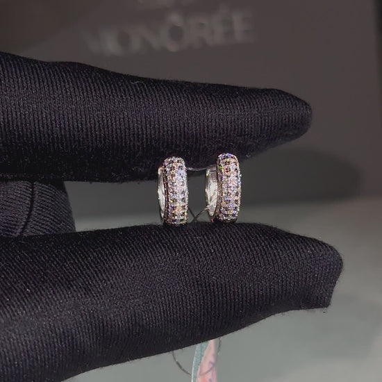 Sidabriniai auskarai rinkutės su moisanitais „Pavé Luxe“