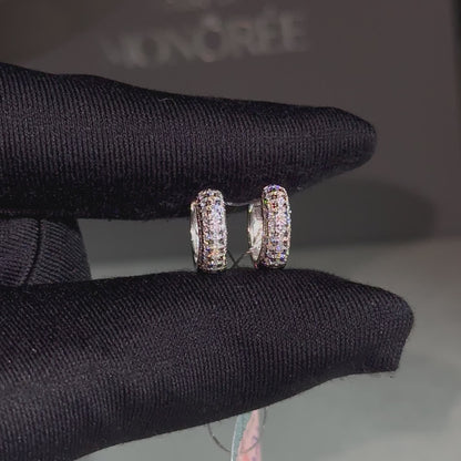 Sidabriniai auskarai rinkutės su moisanitais „Pavé Luxe“