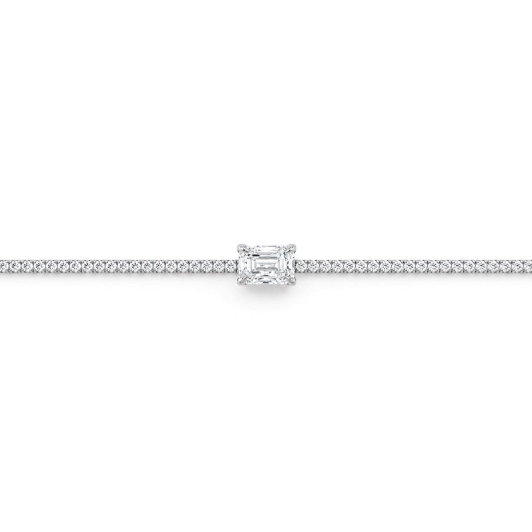 Sidabrinė teniso apyrankė su moisanitais „Emerald Cut“ – pagrindinis produkto vaizdas