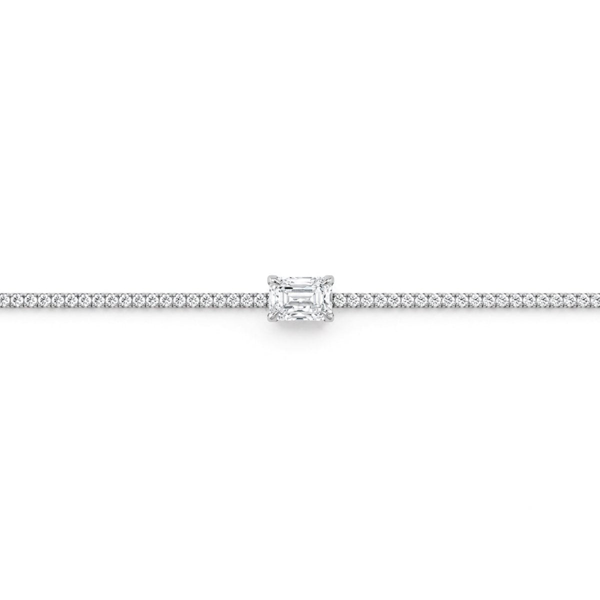 Sidabrinė teniso apyrankė su moisanitu „Emerald Cut“ - House of Monoree