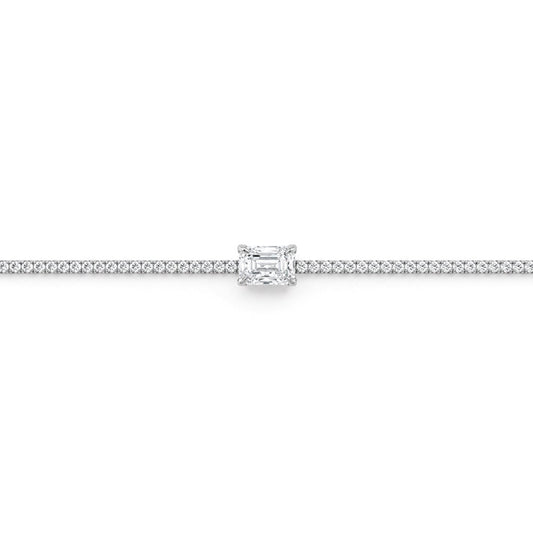 Sidabrinė teniso apyrankė su moisanitu „Emerald Cut“ - House of Monoree