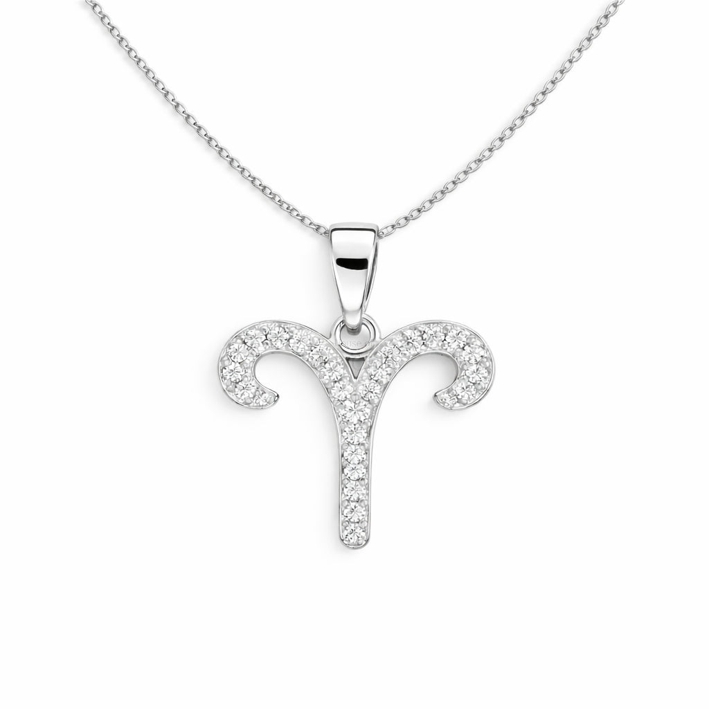 Sidabrinis Avino zodiako pakabukas su moisanitais ir grandinėle „Aries“ - House of Monoree