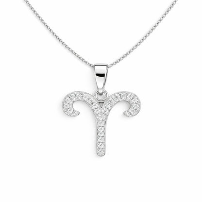 Sidabrinis Avino zodiako pakabukas su moisanitais ir grandinėle „Aries“ - House of Monoree