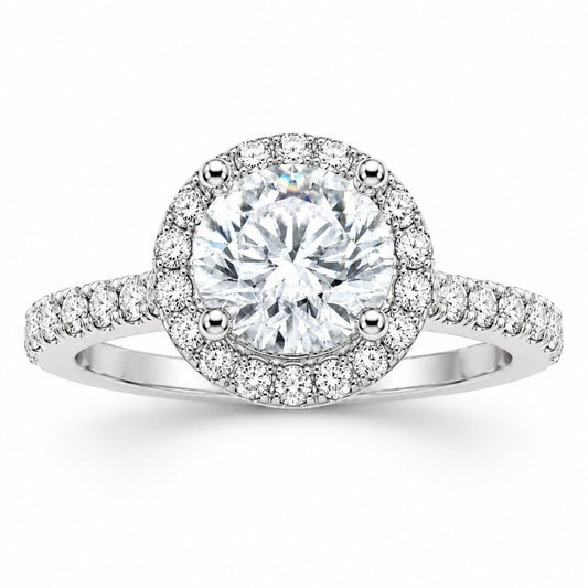 Sidabrinis žiedas su moisanitu „Halo Éclat“ - MONOREE