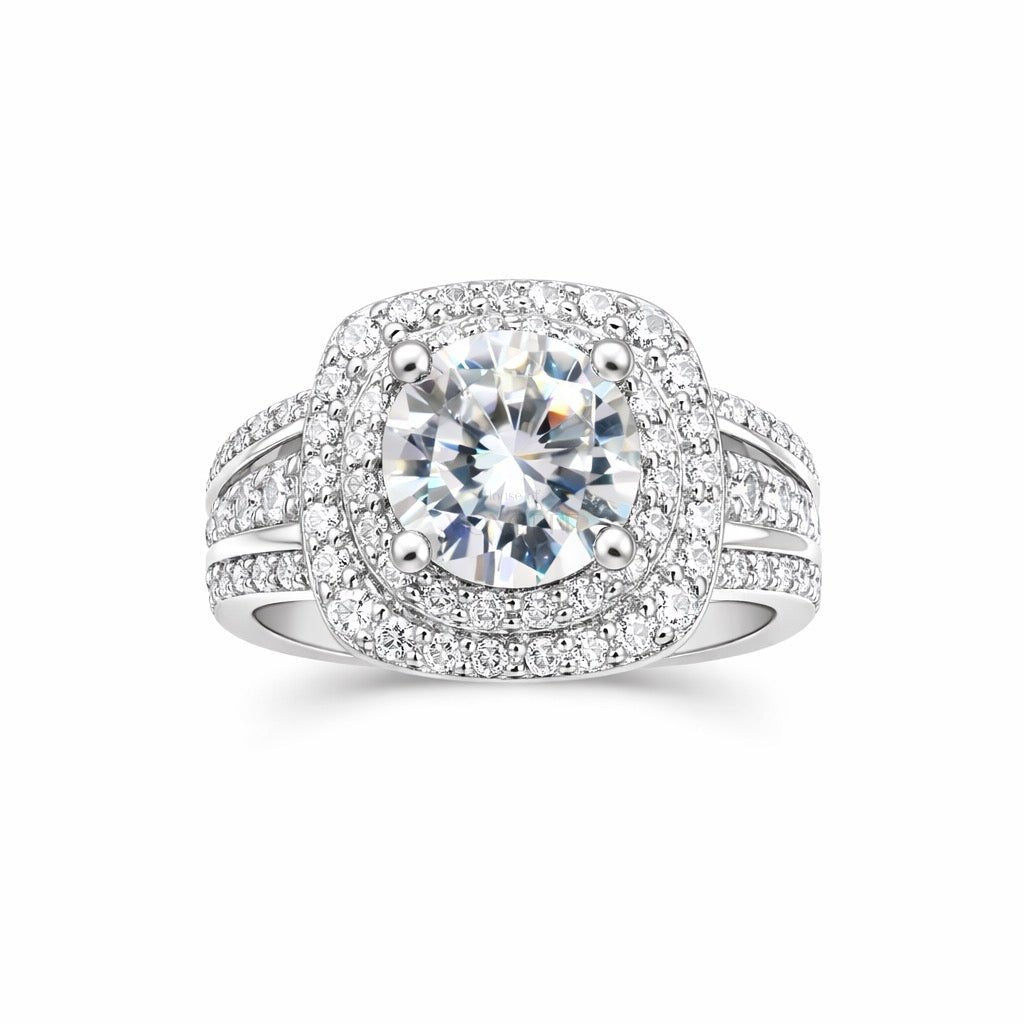 Sidabro žiedas su moisanitu „Royal Halo“ - House of Monoree