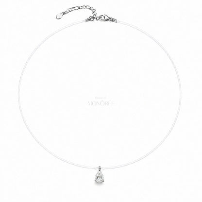 Skaidri grandinėlė su moisanitu „Floating Drop“ - House of Monoree